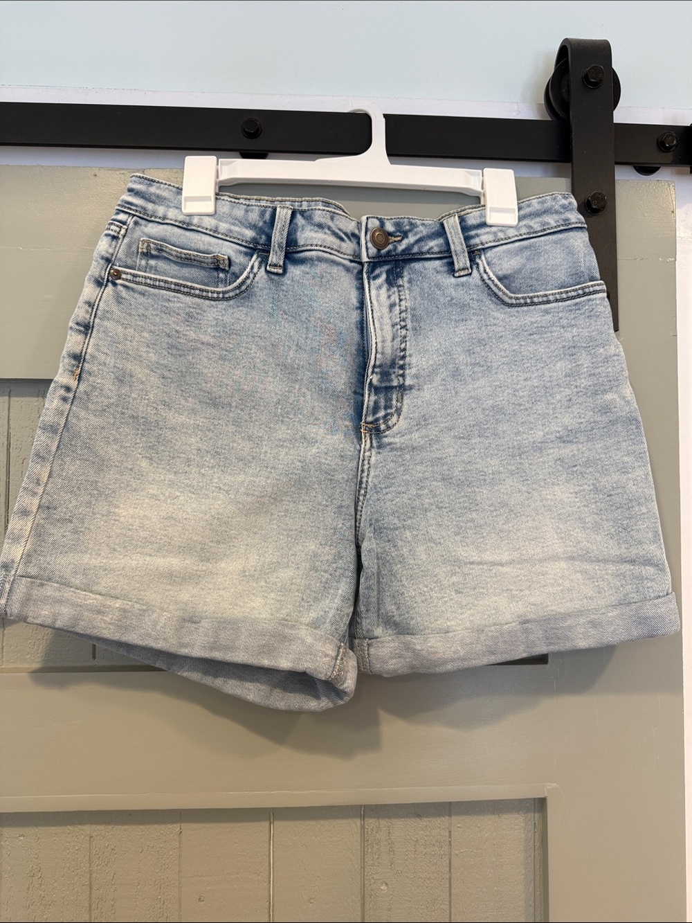 LC Lauren Conrad Light Wash Rolled Hem Denim Shorts